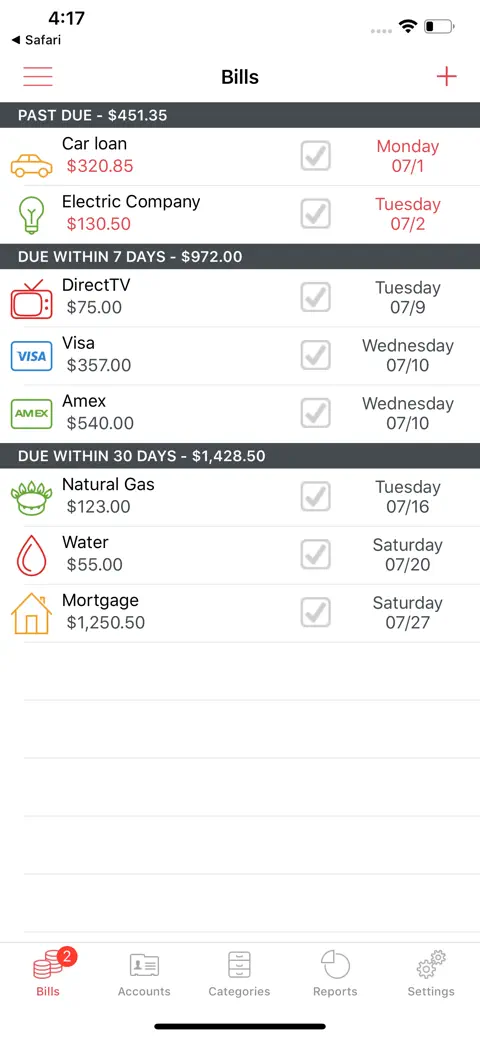Bills Manager screenshot 1