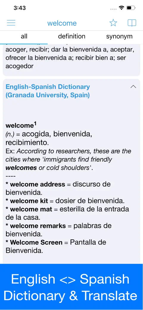 Spanish Dictionary - Dict Box screenshot 1