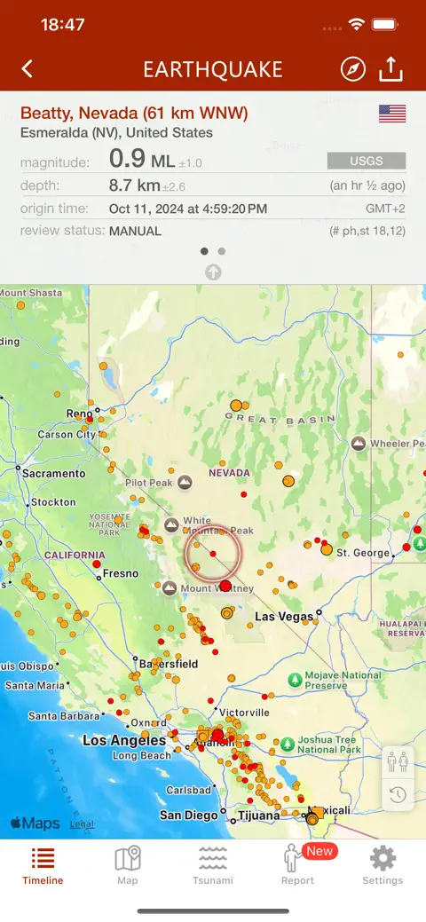 Earthquake - alerts and map screenshot 1
